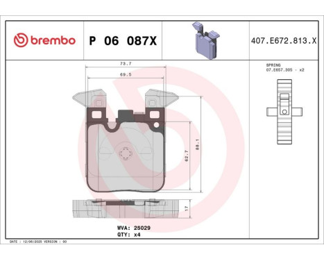 Brake Pad Set, disc brake BREMBO XTRA LINE P 06 087X, Image 2