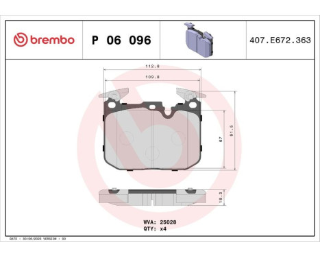 Brake Pad Set, disc brake BREMBO XTRA LINE P 06 096X, Image 2