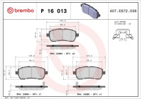 Brake Pad Set, disc brake BREMBO XTRA LINE P 16 013X