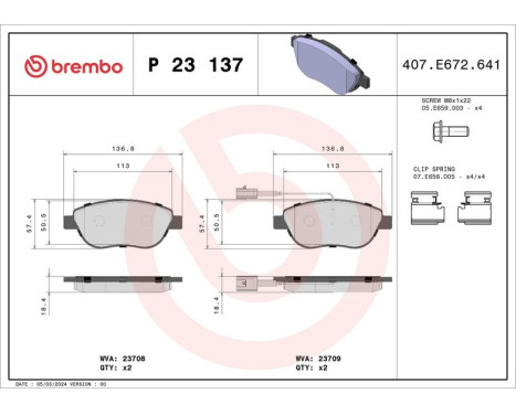 Brake Pad Set, disc brake BREMBO XTRA LINE P 23 137X, Image 2