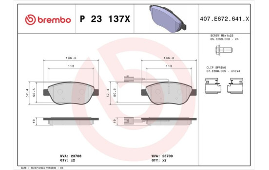 Brake Pad Set, disc brake BREMBO XTRA LINE P 23 137X, Image 4