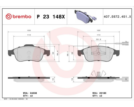 Brake Pad Set, disc brake BREMBO XTRA LINE P 23 148X, Image 4