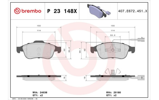 Brake Pad Set, disc brake BREMBO XTRA LINE P 23 148X, Image 4