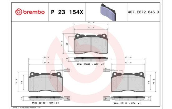 Brake Pad Set, disc brake BREMBO XTRA LINE P 23 154X, Image 4