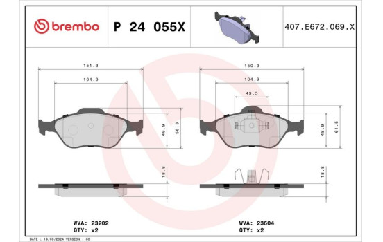 Brake Pad Set, disc brake BREMBO XTRA LINE P 24 055X, Image 3