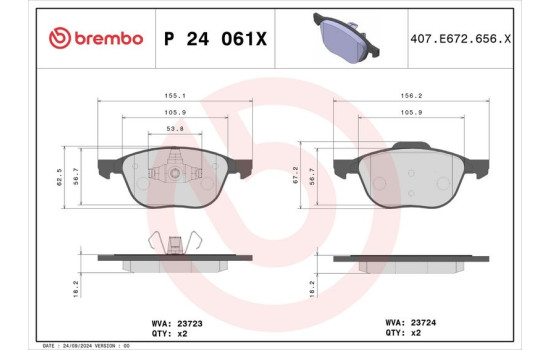 Brake Pad Set, disc brake BREMBO XTRA LINE P 24 061X, Image 2