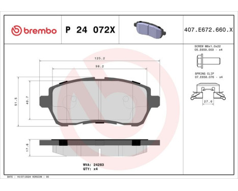 Brake Pad Set, disc brake BREMBO XTRA LINE P 24 072X, Image 4