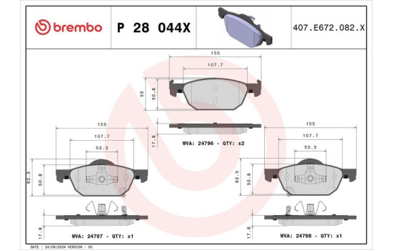 Brake Pad Set, disc brake BREMBO XTRA LINE P 28 044X, Image 4