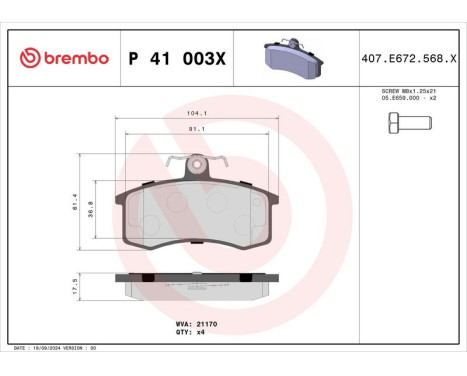 Brake Pad Set, disc brake BREMBO XTRA LINE P 41 003X, Image 4