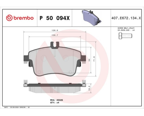 Brake Pad Set, disc brake BREMBO XTRA LINE P 50 094X, Image 4