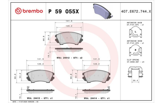 Brake Pad Set, disc brake BREMBO XTRA LINE P 59 055X, Image 4