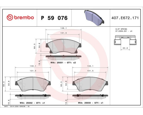 Brake Pad Set, disc brake BREMBO XTRA LINE P 59 076X, Image 2