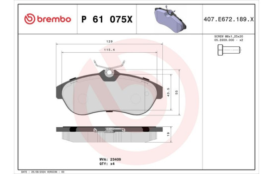 Brake Pad Set, disc brake BREMBO XTRA LINE P 61 075X, Image 4