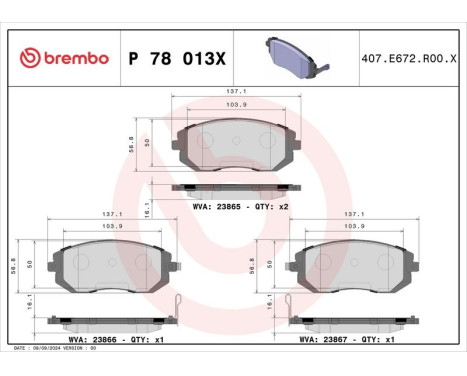 Brake Pad Set, disc brake BREMBO XTRA LINE P 78 013X, Image 2