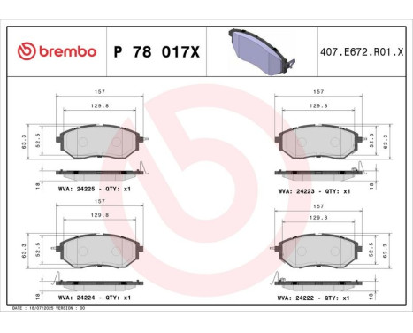 Brake Pad Set, disc brake BREMBO XTRA LINE P 78 017X, Image 4