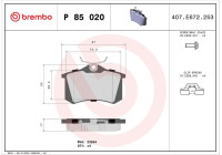 Brake Pad Set, disc brake BREMBO XTRA LINE P 85 020X