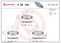 Brake Pad Set, disc brake BREMBO XTRA LINE P 85 126X