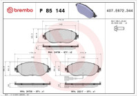 Brake Pad Set, disc brake BREMBO XTRA LINE P 85 144X