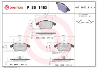 Brake Pad Set, disc brake BREMBO XTRA LINE P 85 146X