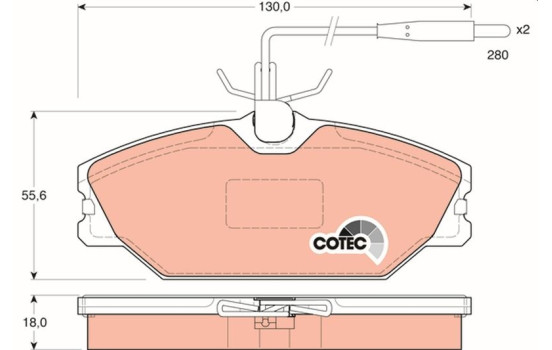 Brake Pad Set, disc brake COTEC GDB1030 TRW, Image 2