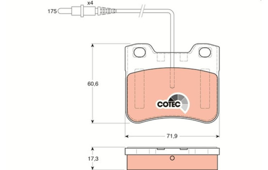 Brake Pad Set, disc brake COTEC GDB1031 TRW, Image 2