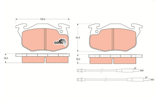 Brake Pad Set, disc brake COTEC GDB1033 TRW, Image 2
