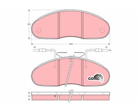 Brake Pad Set, disc brake COTEC GDB1069 TRW, Image 2