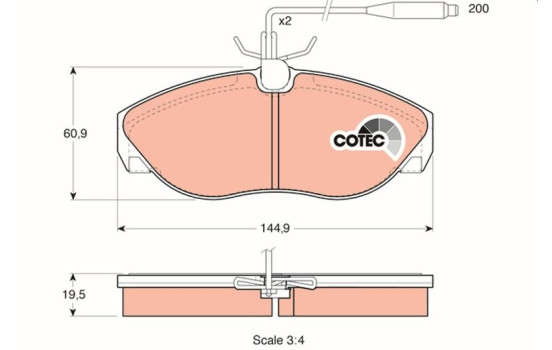 Brake Pad Set, disc brake COTEC GDB1105 TRW, Image 2