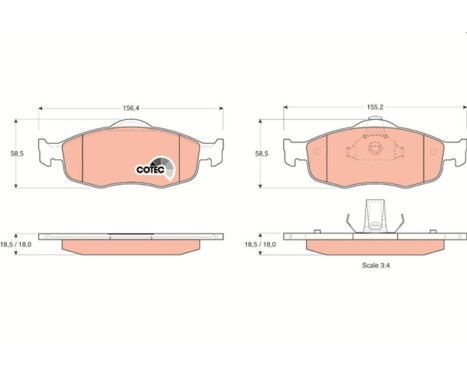 Brake Pad Set, disc brake COTEC GDB1107 TRW, Image 2