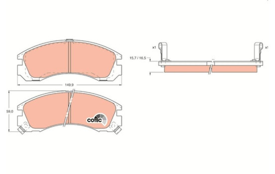 Brake Pad Set, disc brake COTEC GDB1126 TRW, Image 2
