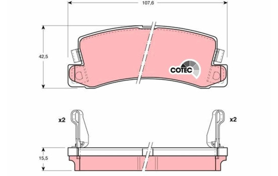 Brake Pad Set, disc brake COTEC GDB1168 TRW, Image 2