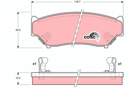 Brake Pad Set, disc brake COTEC GDB1174 TRW, Image 2