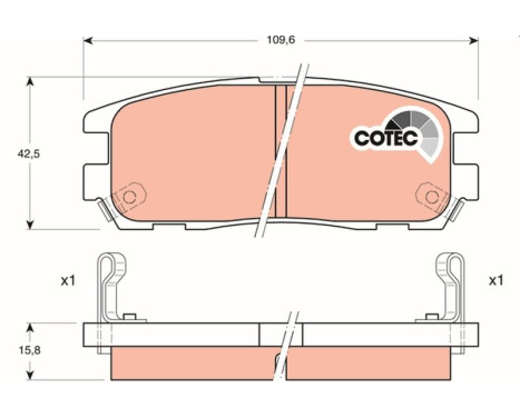 Brake Pad Set, disc brake COTEC GDB1187 TRW, Image 2