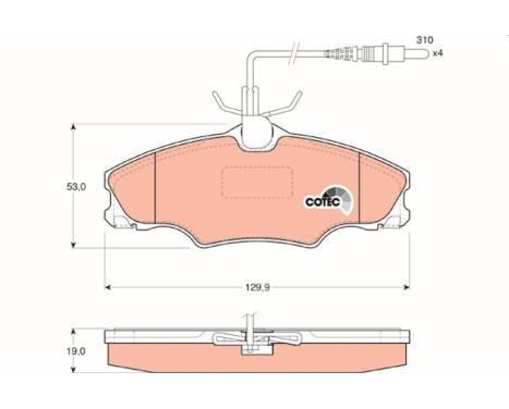 Brake Pad Set, disc brake COTEC GDB1193 TRW, Image 2