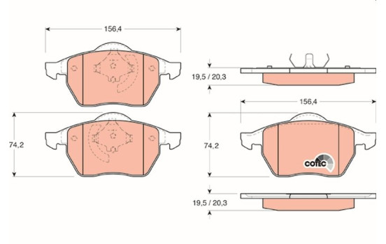 Brake Pad Set, disc brake COTEC GDB1200 TRW, Image 2