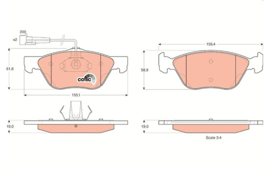 Brake Pad Set, disc brake COTEC GDB1212 TRW, Image 2