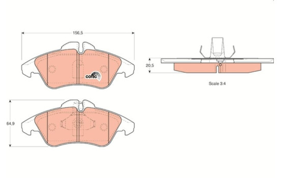Brake Pad Set, disc brake COTEC GDB1220 TRW, Image 2