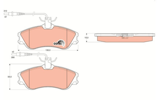 Brake Pad Set, disc brake COTEC GDB1260 TRW, Image 2