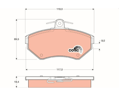 Brake Pad Set, disc brake COTEC GDB1266 TRW, Image 2