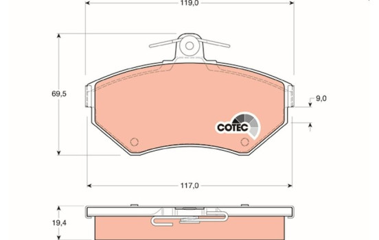 Brake Pad Set, disc brake COTEC GDB1266 TRW, Image 2