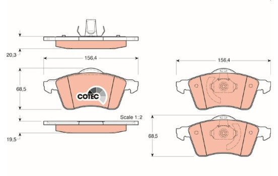 Brake Pad Set, disc brake COTEC GDB1282 TRW, Image 2