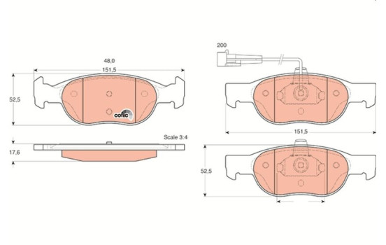 Brake Pad Set, disc brake COTEC GDB1291 TRW, Image 2