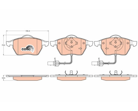 Brake Pad Set, disc brake COTEC GDB1307 TRW, Image 2