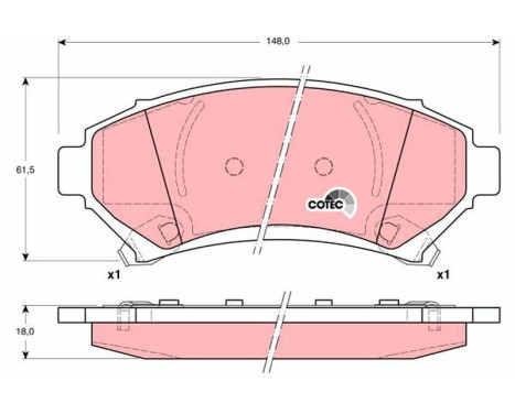 Brake Pad Set, disc brake COTEC GDB1308 TRW, Image 2