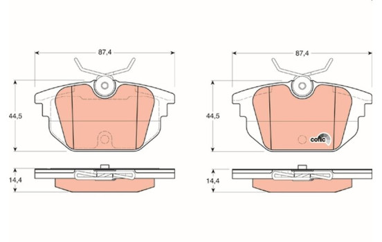 Brake Pad Set, disc brake COTEC GDB1333 TRW, Image 2