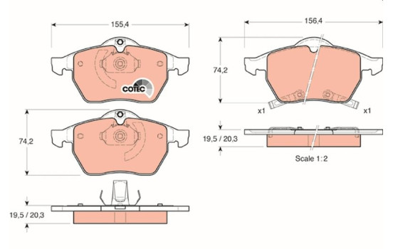 Brake Pad Set, disc brake COTEC GDB1342 TRW, Image 2
