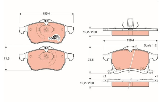 Brake Pad Set, disc brake COTEC GDB1350 TRW, Image 2