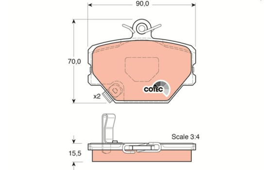 Brake Pad Set, disc brake COTEC GDB1365 TRW, Image 2