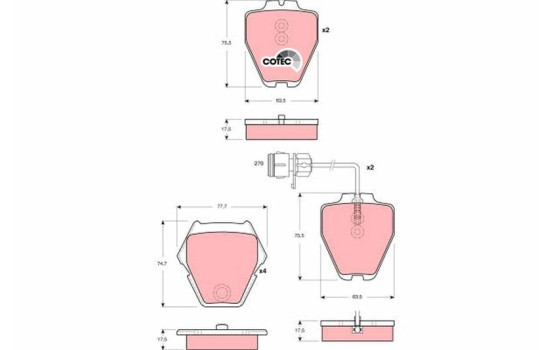 Brake Pad Set, disc brake COTEC GDB1371 TRW, Image 2