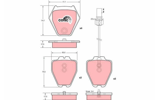 Brake Pad Set, disc brake COTEC GDB1381 TRW, Image 2